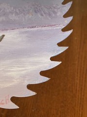 William Fritzsch Jr (1939-2018) Acrylic On Saw Blade Eagle Flying Mountain River
