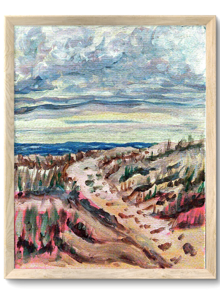 Beach Path Contemporary Original Signed Canvas Wall Art Acrylic 11×14 BACH