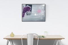 BANDWIDTH Grey Black Abstract Oil and Ink Painting Steven Tannenbaum Original