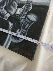 🎷Vintage Acrylic Painting M. Harold Textured Saxophone Jazz 20×16🖤