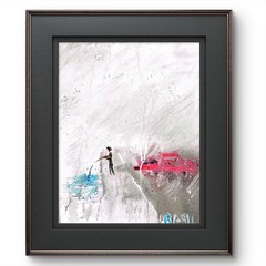Catching Fish In The Rain Bold Color Modern Abstract Art Original Canvas 11×14
