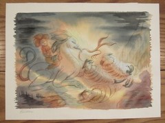 Original illustration art Reina Gillson watercolor painting 12×16 fantasy dragon