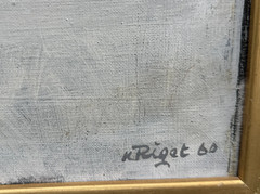 Karl Age Ruget Brutalist Abstract Mixed Media Painting, 1960