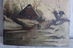 VINTAGE 21″ OIL PAINTING FLORAL FRUIT STILL LIFE FOLK ART SIGNED FRAME COUNTRY