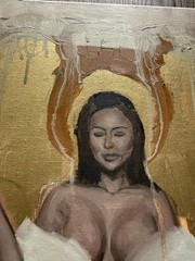 Original Figurative Painting on Canvas, Angel Woman Figure Portrait, Unframed