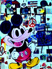 Original painting of Micky Mouse & Friends pop art impressionist large 18×24 pb