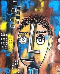 A.Z. Davis 20X16″ Painting Abstract Modern Pop Street Outsider Brut Figure Art
