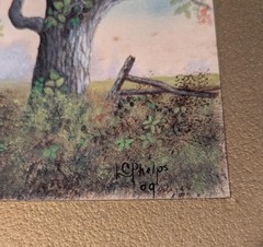 Antique 1909 L.C. Phelps Original Watercolor Painting Landscape Gold Mat 8×10