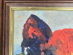 Impressionistic Cat oil painting on canvas, signed Cathy Franklin, 1964 9″ x 12″