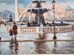 Manner of EDOUARD LEON CORTES „Place de la Concorde“ Oil on Canvas