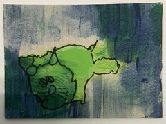 Thingiez ACEO original art card 1 of a kind 2.5 „x 3.5“ Falling feline! art