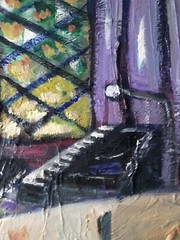 Melissa Bollen Oil Painting Gold Floater Frame Cat Cubism Picasso-style