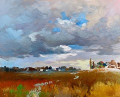 Oil Painting Not Far From The Village Y. Suprunchuk Unframed Original nAAA3642
