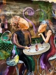 J MARK: “ First Date, ￼” original Acrylic canvas. Hand Signed By Artist. 32”X32”