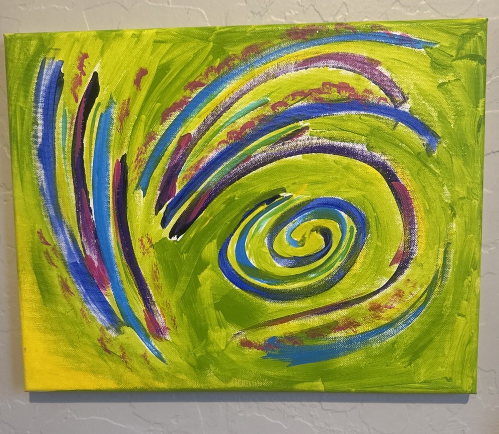 “Dragon’s Eye” Signed Abstract Art 11”x14” Acrylic Paint on Canvas