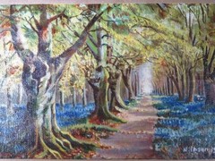 Bluebells in Hadley Woods Oil on Canvas 1964 London Nell Ibsen