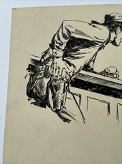 ANTIQUE ILLUSTRATION PAINTING DRAWING COLLECTION HUNTER BARKER COWBOY WESTERN