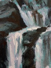 Acrylic Painting Mountain Waterfall M. Patskan Unframed Original nAAA4911