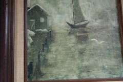 VTG Maritime Oil Painting Signed Beck 8×10 Framed Harbor Scene Sailboat & Dock
