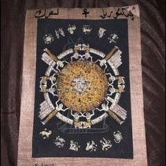 StampedEGYPTIAN PAINTING ON PAPYRUS paper scroll Glowisnthedark! Framable Egypt