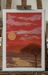 ACEO Art Card Desert Landscape Original Acrylic Painting