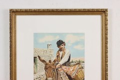 Man & Donkey Vintage Original Watercolor, Vassiliou 22.5″ #50144