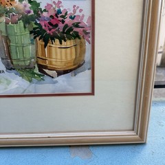 Majel Carter Original Watercolor Framed 34×29 Mediterranean Doorway Flowers Art