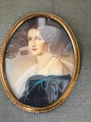 Three Framed Antique Signed Miniature Portrait Paintings #1