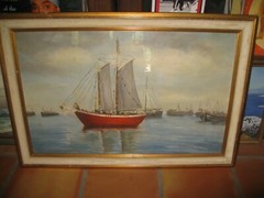 Signed M. Heinrichs Harbor Scene Titled Mystical February 18 1/2 x 29 1/2