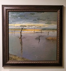Original Oil Painting, Framed, Home Decor „Silence of the Flood“