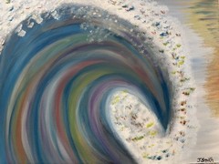 Oil painting original art on canvas 11 x 14 inches colorful abstract Ocean wave