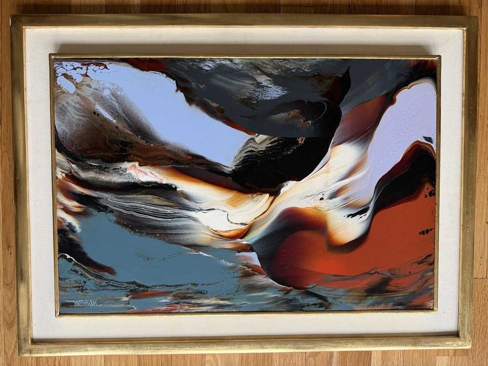 Leonardo Nierman Original Oil Acrylic Painting Viento de Montana Mid Century Mod