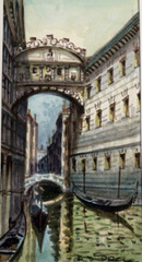 ORIGINAL WATERCOLOR Art Venice Italy Bridge of Sighs Alfredo Sacco 1996