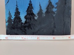 Nature Painting on Plywood Handmade Original 24″ x 4″ Trees Mountains Moon Sky