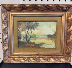 Impressionist Miniature Landscape Oil Painting Board Signed Giralt Lerin Framed