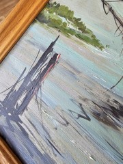 1962 Oscar T. Navarro Oil Painting Manila Seascape maritime vintage 16×20