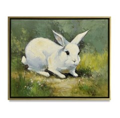 Hungryartist -Original Oil Painting of a Rabbit on Canvas 20×24 Framed