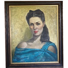 Cuban Artist Francisco Coro Marrodan Signed Dated 1947 Woman Portrait Painting
