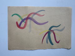 Colorful Small Vintage Abstract Watercolor Painting 1990’s Outsider Art 9×6