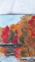 Day at the Lake ORIGINAL Oil Painting Impressionism Boat Autumn Park River 5″x7″