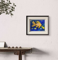 Golden Fish Fantail Original Acrylic Painting 11×14 Underwater Fantasy Ocean Art