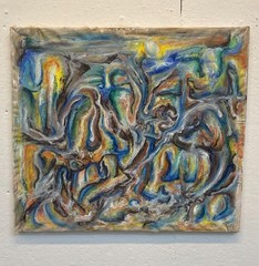 Original Oil Painting 32“x28“, Abstraction, Contemporary art, Multicolor