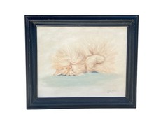 Vtg Signed 1982 White Fluffy Cat Sleeping on Back Framed Oil Painting 24×20