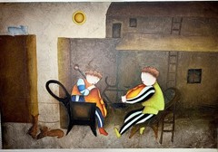 VTG Original Painting by “Joyce Roybal” Oil on Canvas Whimsical Figurative