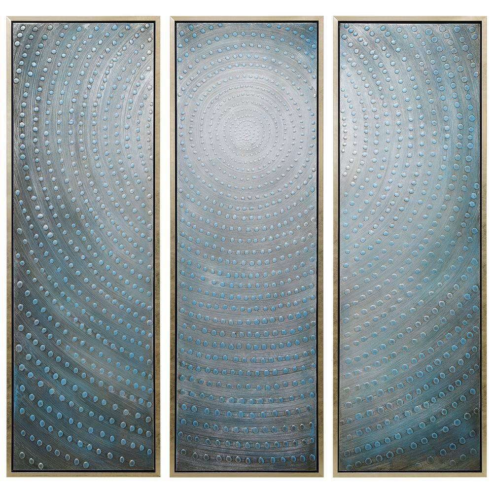 60 In. X 20 In. „Concentric“ – Set of 3 Textured Metallic Hand Painted by Martin
