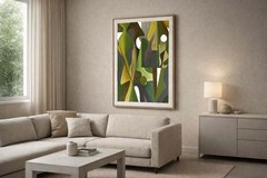 Original Abstract People Painting 16×20 Canvas Modern Wall Art Home Decor Green