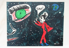 KIKEE BLUE & THE BIG FACE by Jr CHARLIE FAST OUTSIDER POLITICAL FOLK POP ART USA