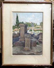 AQUARELL °M. Coinon Ruins Columns °Who Knows The Place? Antiquity Keramaikos