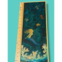 Vintage Set of Mermaid Mixed Media Paintings Framed Pair Coastal Mermaidcore Art