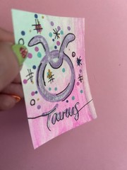 Aceo Original Painting Taurus Zodiac Star Sign Illustration Witchy